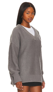 Free People Alli V-neck Sweater in Grey