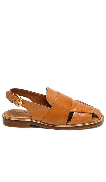Free People Libby Fisher Flat in Tan | Vachetta Sling Back Flats for Women