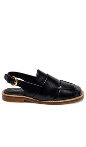 Free People Libby Fisher Flat in Black | Black Sling Back Flats for Women