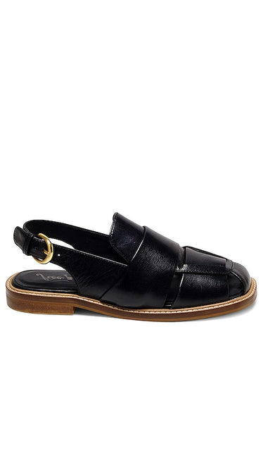 Free People Libby Fisher Flat in Black | Black Sling Back Flats for Women