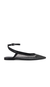 Free People Sheer Glitter Jules Flat in Black | Black Strappy Flats for Women