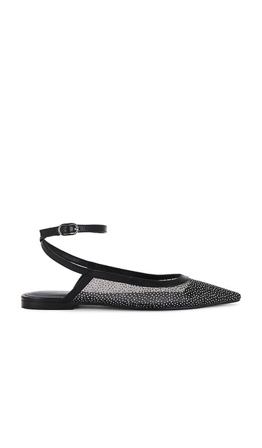 Free People Sheer Glitter Jules Flat in Black | Black Strappy Flats for Women