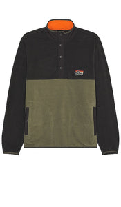 Faherty Low Pile Fleece Popover in Black - Faherty - Popover en polaire à poils ras - Noir - Faherty 黑色低毛绒套头衫 - Faherty Low Pile Fleece Popover in Schwarz - Faherty 로우 파일 플리스 팝오버 블랙 색상 - Popover in pile a pelo corto Faherty in nero