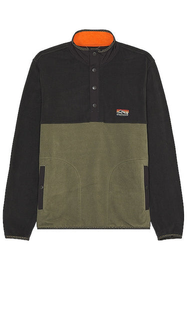 Faherty Low Pile Fleece Popover in Black - Faherty - Popover en polaire à poils ras - Noir - Faherty 黑色低毛绒套头衫 - Faherty Low Pile Fleece Popover in Schwarz - Faherty 로우 파일 플리스 팝오버 블랙 색상 - Popover in pile a pelo corto Faherty in nero