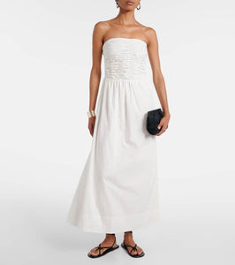 Faithfull Dominquez strapless cotton midi dress