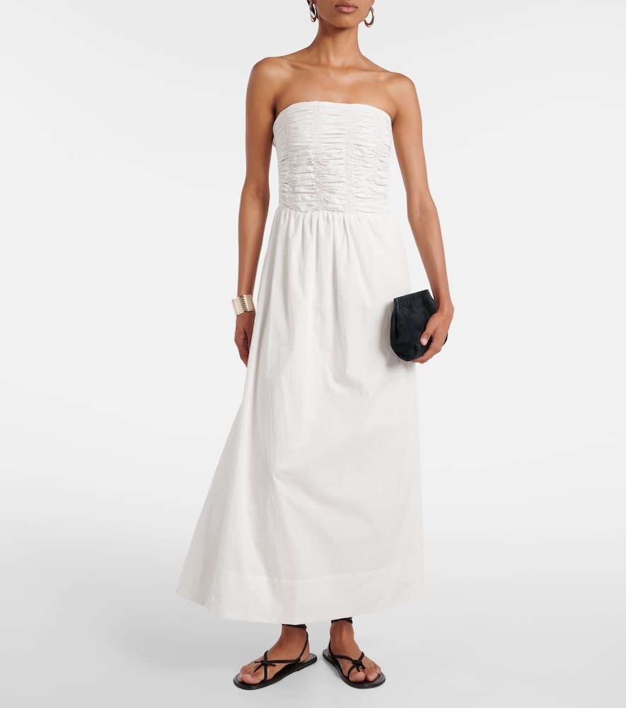 Faithfull Dominquez strapless cotton midi dress