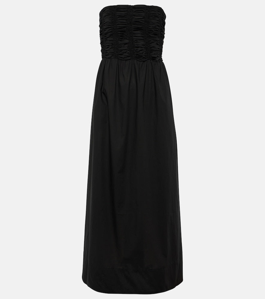 Faithfull Dominquez strapless cotton midi dress. Faithfull Dominquez 无肩带棉质中长连衣裙