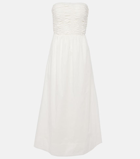 Faithfull Dominquez strapless cotton midi dress