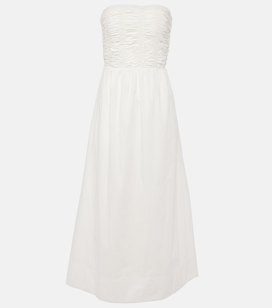 Faithfull Dominquez strapless cotton midi dress. Faithfull Dominquez 无肩带棉质中长连衣裙