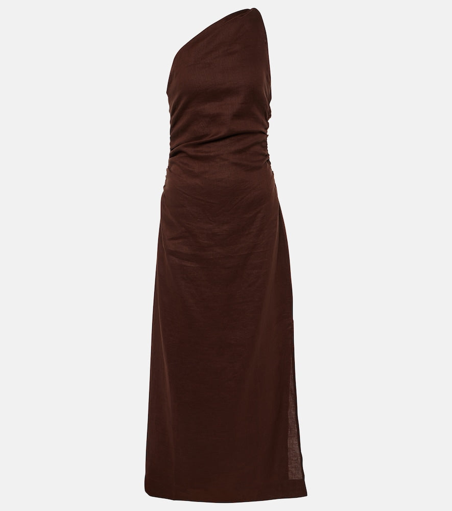 Faithfull Jomana one-shoulder linen midi dress. Faithfull Jomana 单肩亚麻中长连衣裙