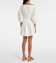 Faithfull Puff-sleeve linen minidress