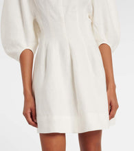 Faithfull Puff-sleeve linen minidress
