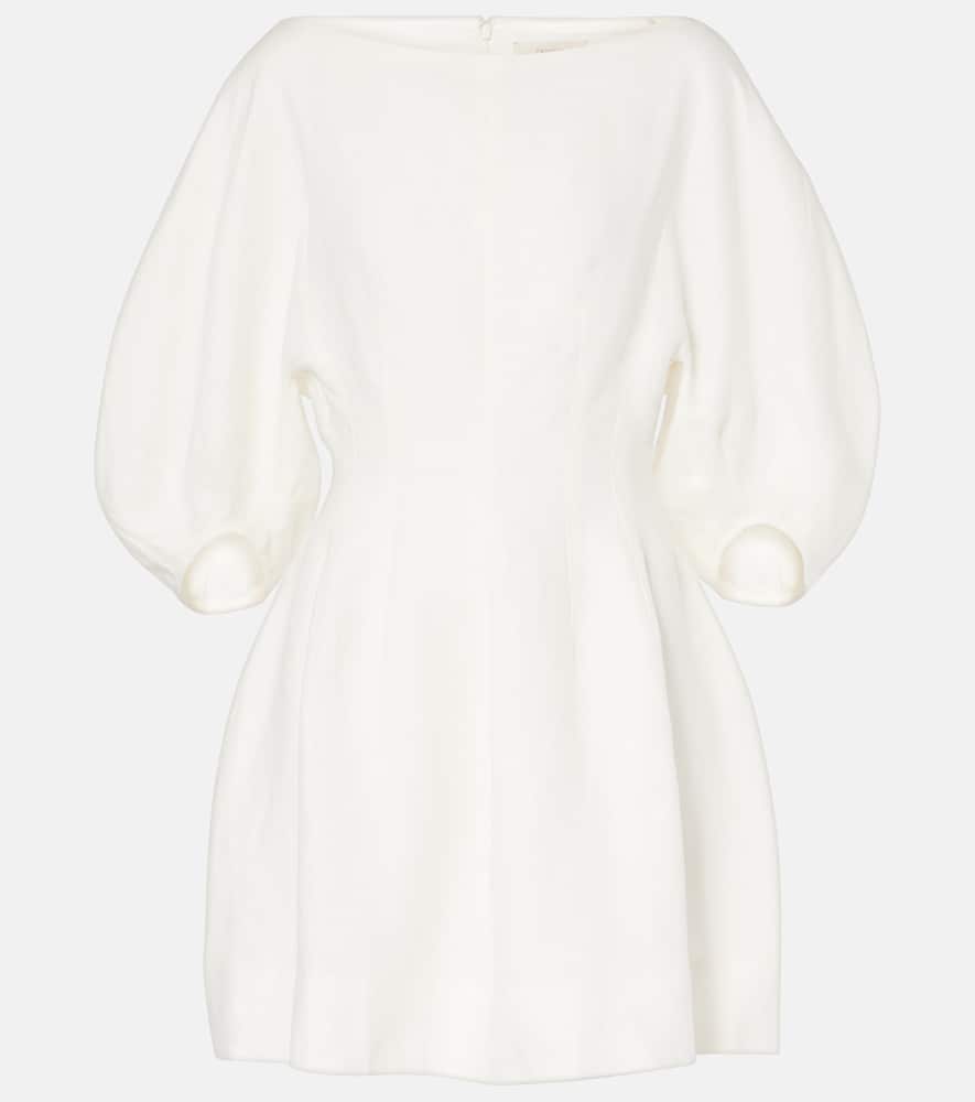 Faithfull Puff-sleeve linen minidress
