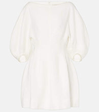 Faithfull Puff-sleeve linen minidress