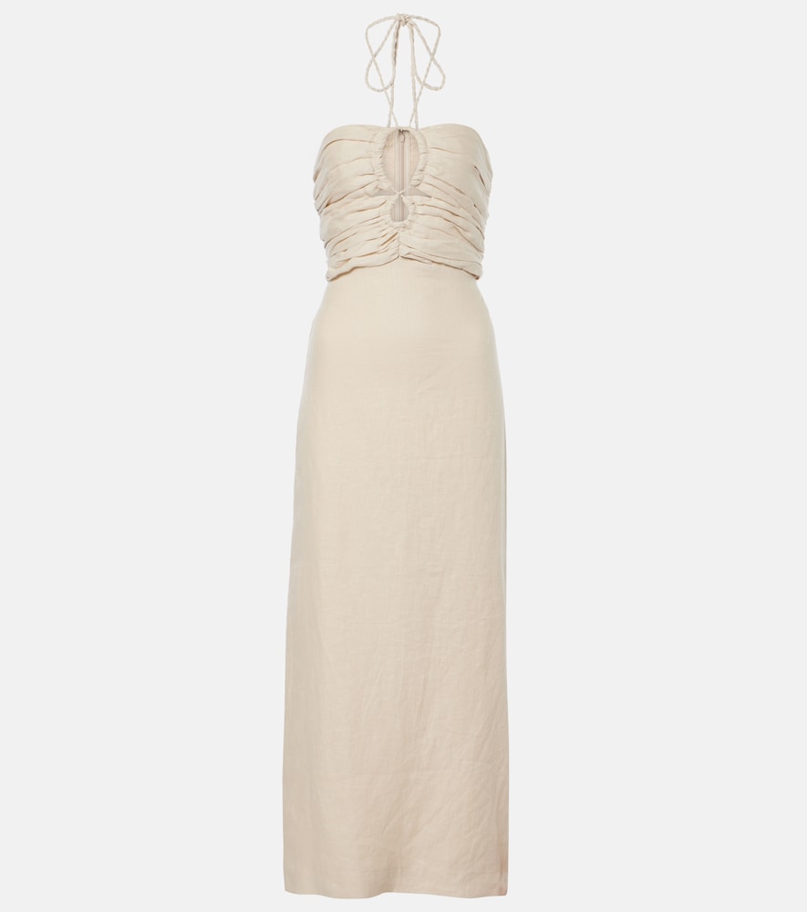 Faithfull Tortugas halterneck linen midi dress. Faithfull Tortugas 露背亚麻中长连衣裙