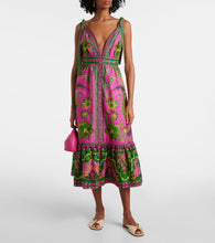 Farm Rio Ana Tapestry Pink cotton midi dress