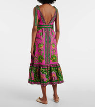 Farm Rio Ana Tapestry Pink cotton midi dress