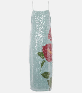 Farm Rio Anthurium printed embellished slip dress