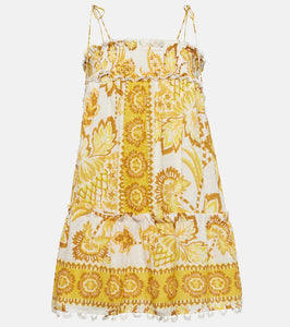 Farm Rio Aura shirred floral cotton minidress