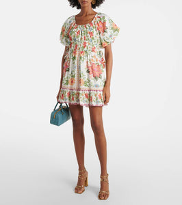 Farm Rio Bloom Garden cotton-blend minidress