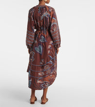 Farm Rio Delicate Garden Brown printed maxi dress