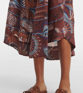 Farm Rio Delicate Garden Brown printed maxi dress