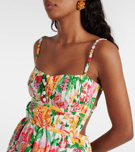 Farm Rio Floral Sketch cotton midi dress