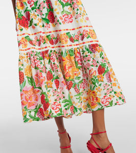 Farm Rio Floral Sketch cotton midi dress