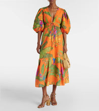 Farm Rio Fresh Macaws cotton midi dress