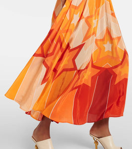 Farm Rio Gradient Stripes cutout midi dress