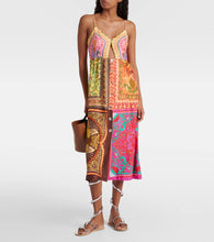 Farm Rio Mixed Scarves midi dress