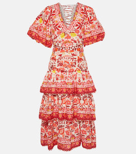 Farm Rio Romantic Orchard cotton midi dress