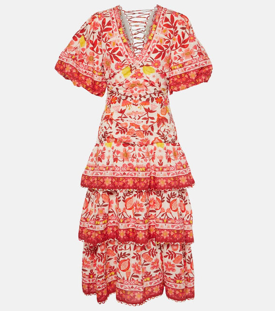 Farm Rio Romantic Orchard cotton midi dress