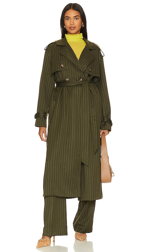 Favorite Daughter Charles Trench Coat in Dark Green