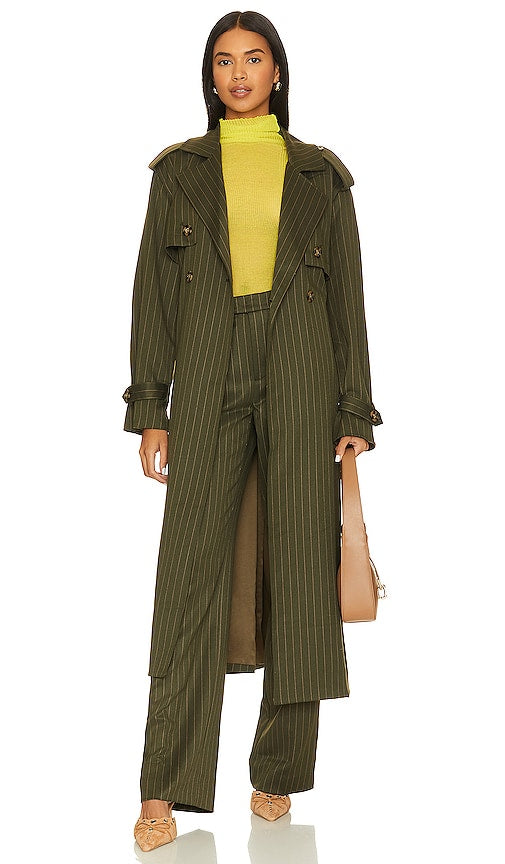 Favorite Daughter Charles Trench Coat in Dark Green - Trench-coat Charles pour fille préférée en vert foncé - 最喜欢的女儿 Charles 深绿色风衣 - Lieblings-Tochter-Charles-Trenchcoat in Dunkelgrün - Favourite Daughter Charles 트렌치코트 - Trench Charles della figlia preferita in verde scuro