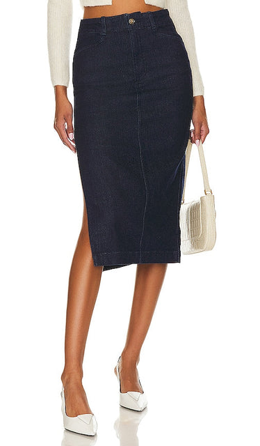 Favorite Daughter Mischa Skirt in Denim-Dark - Jupe Mischa de ma fille préférée en denim foncé - 最喜欢的女儿米莎深色牛仔裙 - Lieblings-Tochter-Mischa-Rock in Denim-Dunkel - Favourite Daughter 미샤 스커트 in Denim-Dark - Gonna Mischa della figlia preferita in denim scuro