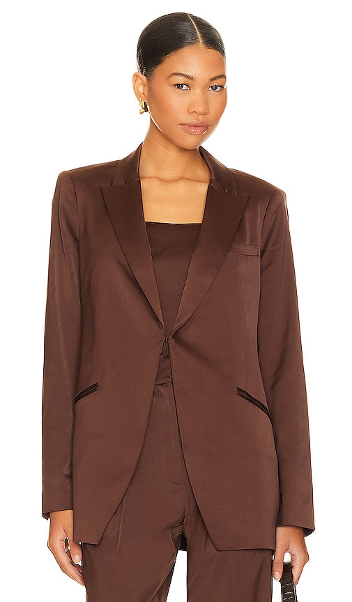 Favorite Daughter Satin Blazer in Chocolate