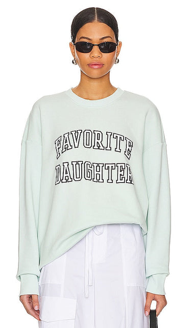 Favorite Daughter The Collegiate Sweatshirt in Mint - Favorite Daughter The Collegiate Sweat-shirt en menthe - 最喜欢的女儿 薄荷色大学运动衫 - Lieblingstochter The Collegiate Sweatshirt in Mint - Favourite Daughter The Collegiate 스웨트셔츠 in 민트 - Figlia preferita La felpa Collegiate in menta