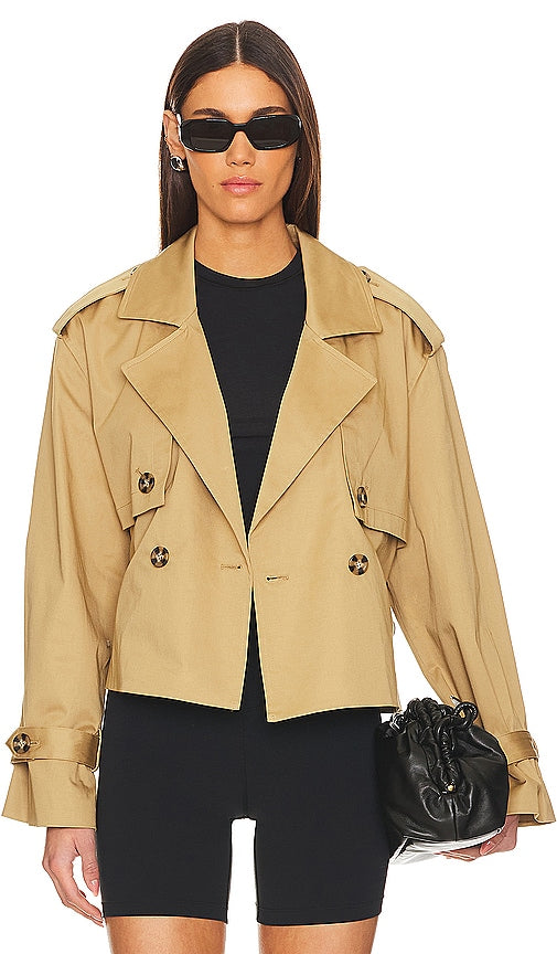 Favorite Daughter The Cropped Charles Trench Coat in Tan