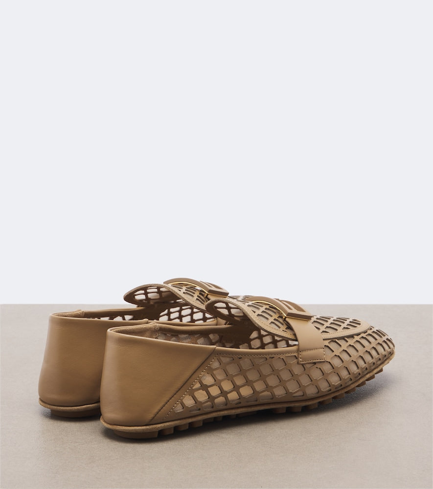 Fendi Baguette leather driving shoes (Beige) - Loafers