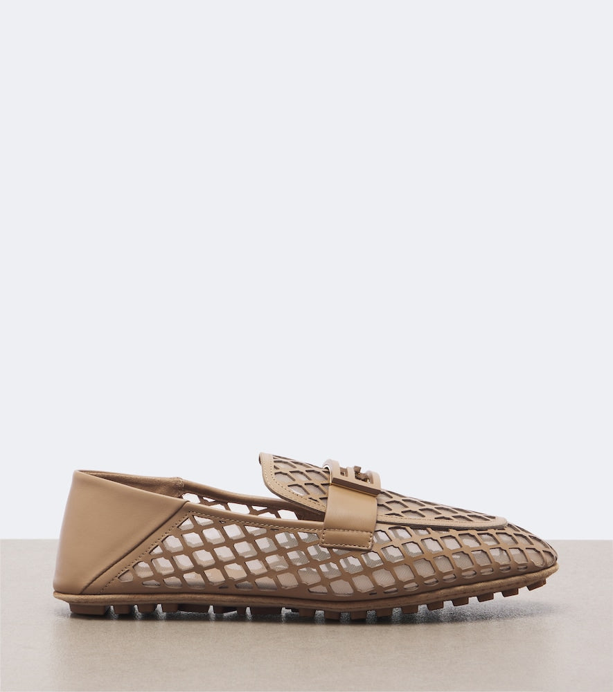 Fendi Baguette leather driving shoes (Beige) - Loafers