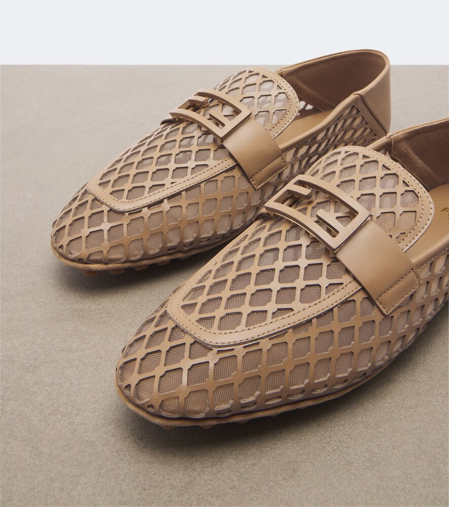 Fendi Baguette leather driving shoes (Beige) - Loafers