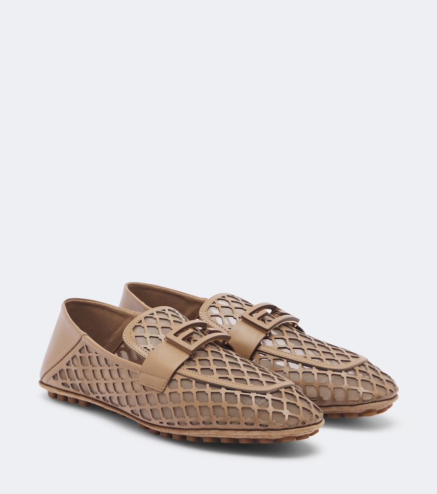 Fendi Baguette leather driving shoes (Beige) - Loafers
