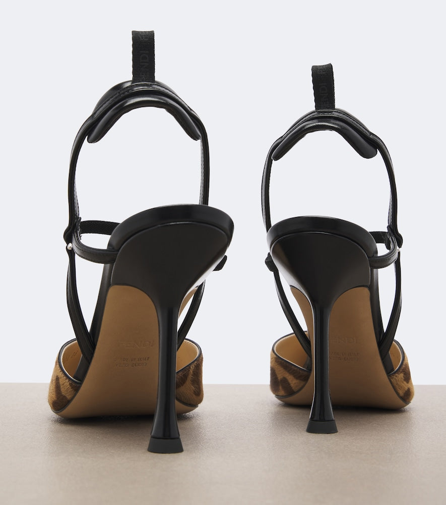Fendi Colibri leopard-print calf hair slingback pumps (Brown) - High-Heel Pumps