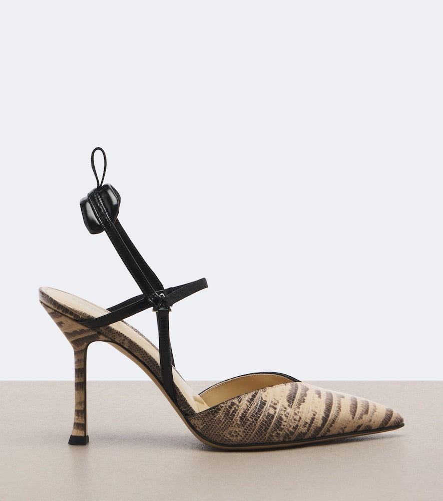 Fendi Colibri snake-effect leather slingback pumps in Beige - High-Heel Pumps