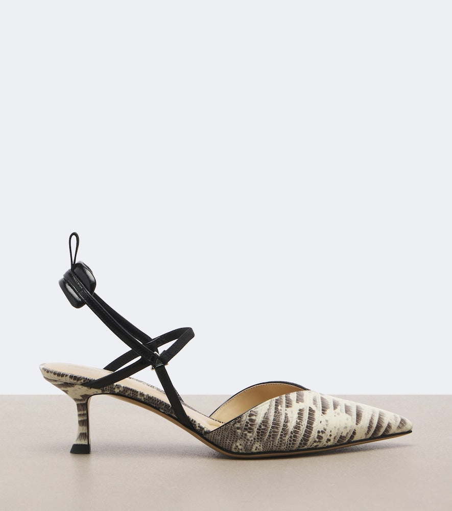 Fendi Colibri snake-effect leather slingback pumps - Beige Mid Heel Pumps