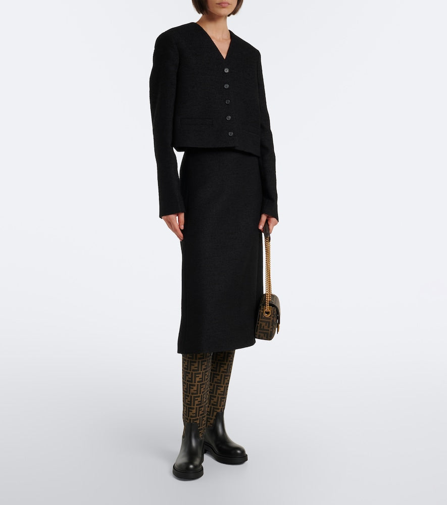 Fendi Fendi Filo canvas and leather knee-high boots (Black) - Flat Boots