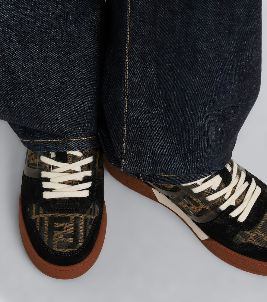Black Fendi Fendi Match jacquard suede-trimmed sneakers - Low-Top Sneakers