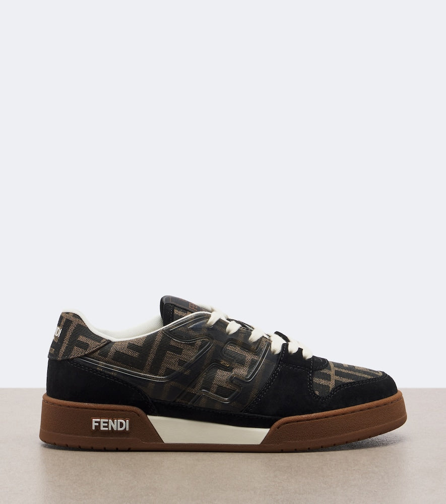 Black Fendi Fendi Match jacquard suede-trimmed sneakers - Low-Top Sneakers