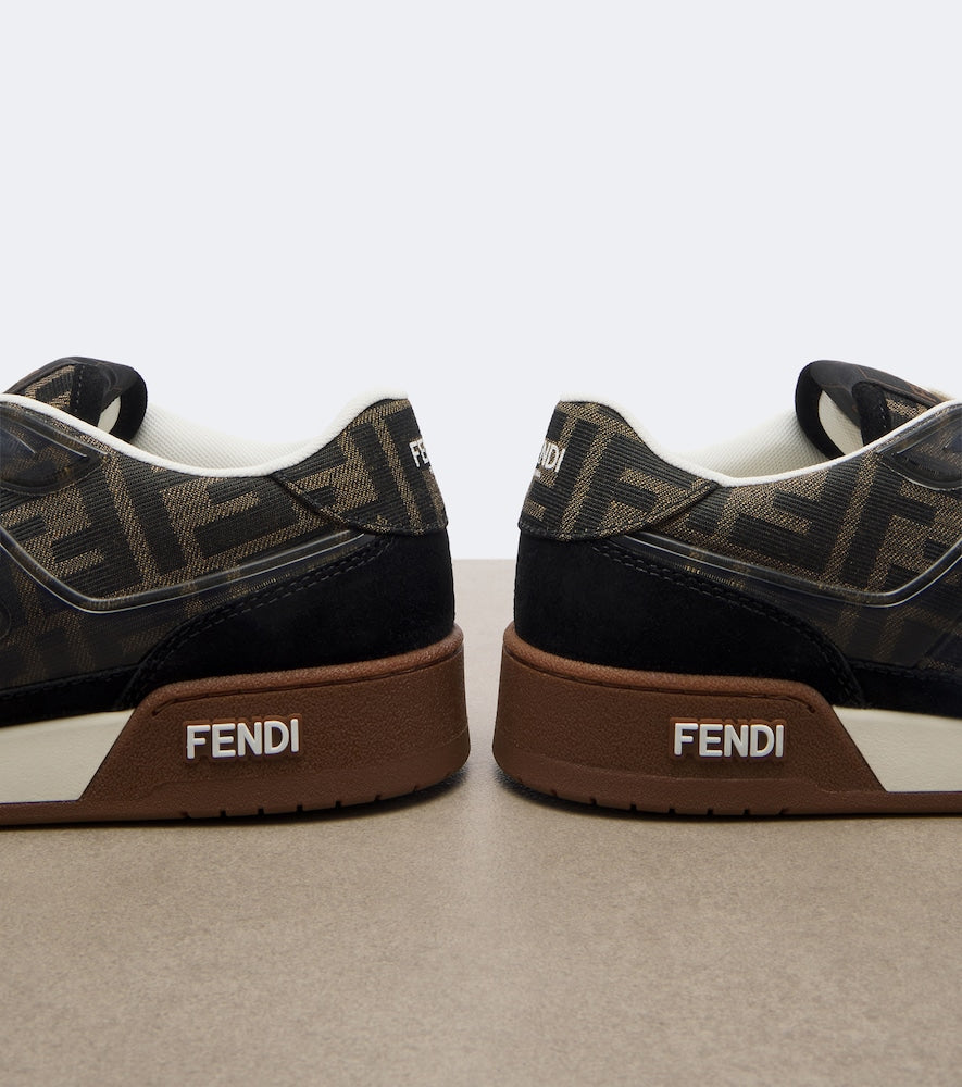 Black Fendi Fendi Match jacquard suede-trimmed sneakers - Low-Top Sneakers